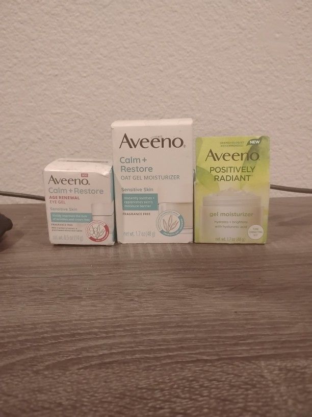 Aveeno Age Renewal Eye Gel, Gel Moisturizer, And Oat Gel Moisturizer. Face Products