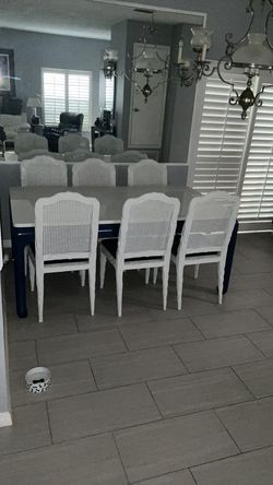 Solid Wood Dining Set - 6 Cane-Back Chairs - Classic Style