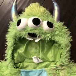 Green Monster Halloween Costume Green Fuzzy Jumpsuit costume  2-3T Great Condition-Click On Photos To Enlarge View 