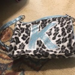 JUSTICE snow leopard print purse