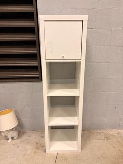 White Tall Bookcase with Cabinet Door