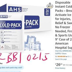 Disposable Instant Cold Packs – Break to Activate Ice Packs for Injuries, Pain Relief & Swelling, No Freezer Needed, First Aid & Sports Use, 6" x 9" C