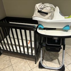 Crib, High Chair, Etc. All Together
