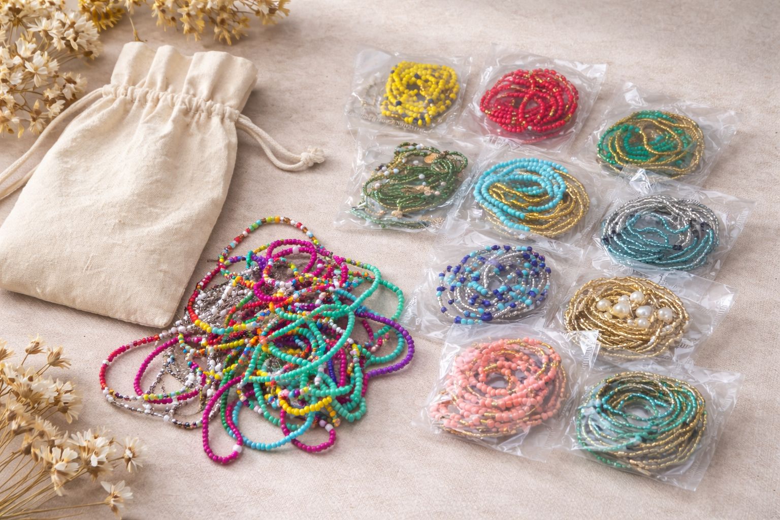Colorful Beaded Bracelets / Waist Beads Set