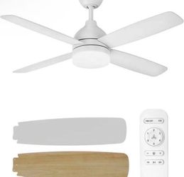 Ceiling Fans with Lights, 52 Inch Black Walnut Ceiling Fan Light Dimmable LED Light, Reversible Quiet DC Motor for Living Room, Bedroom, Home Kitchen