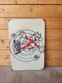 Vintage "Whiz Zip" Retro Metal Tin Sign 8"x12"