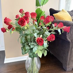 Beautiful Artificial Roses In Vase