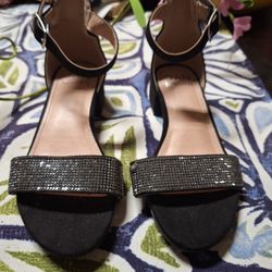 Girls Foot Ware Black Jewls Strap Small Heel 
