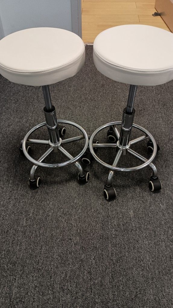 Pair of Office Stools - White