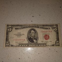 1953-B Red Seal $5 Bill