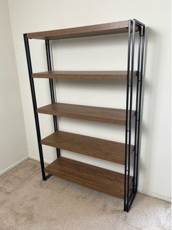 Modern Wood & Metal Wall Shelf 39” x 12” x 60”