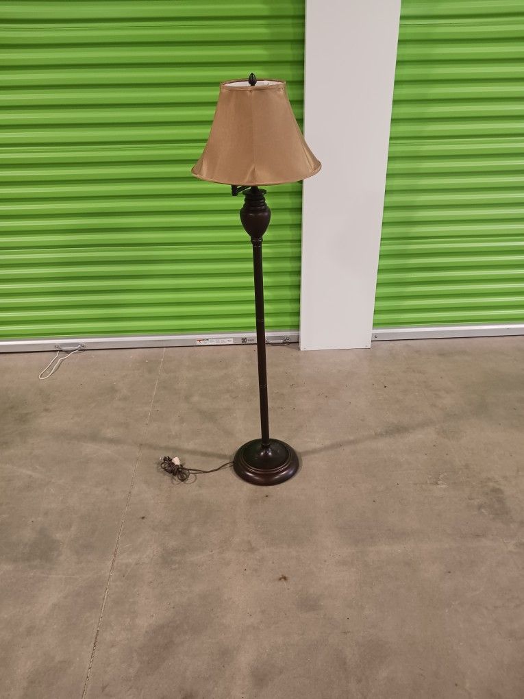Decor Therapy Wellington Steel Swing Arm Brown Floor Lamp