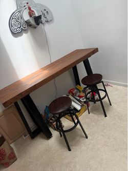 homemade table and stools