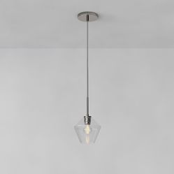 West Elm Sculptural Geo Pendant Light Clear 8" Glass Polished Nickel