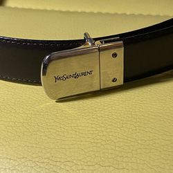 Yves Saint Laurent Belt Black Leather 38-40”