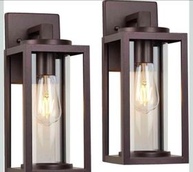 2 Pack Oil Rubbed Bronze Outdoor Porch Lights Wall Mount, Waterproof Outdoor Wall Light Fixture