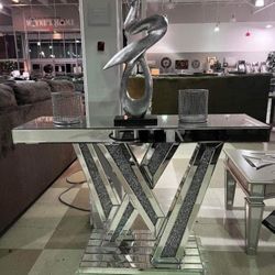 Silver Mirror Luxury So Chic Console Table🔥 Brand New 🤩 Financing ☑️ Showroom Available🏠