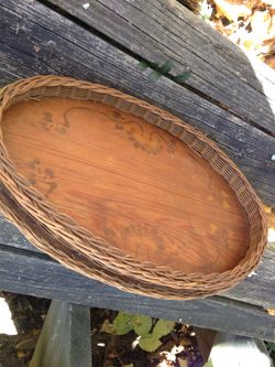 Antique Dutch-Motif Wicker Tray