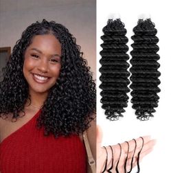 12 Inch Synthetic Feather Crochet Hair, Burmese Curly Deep Wave, 100 Strands 120g
