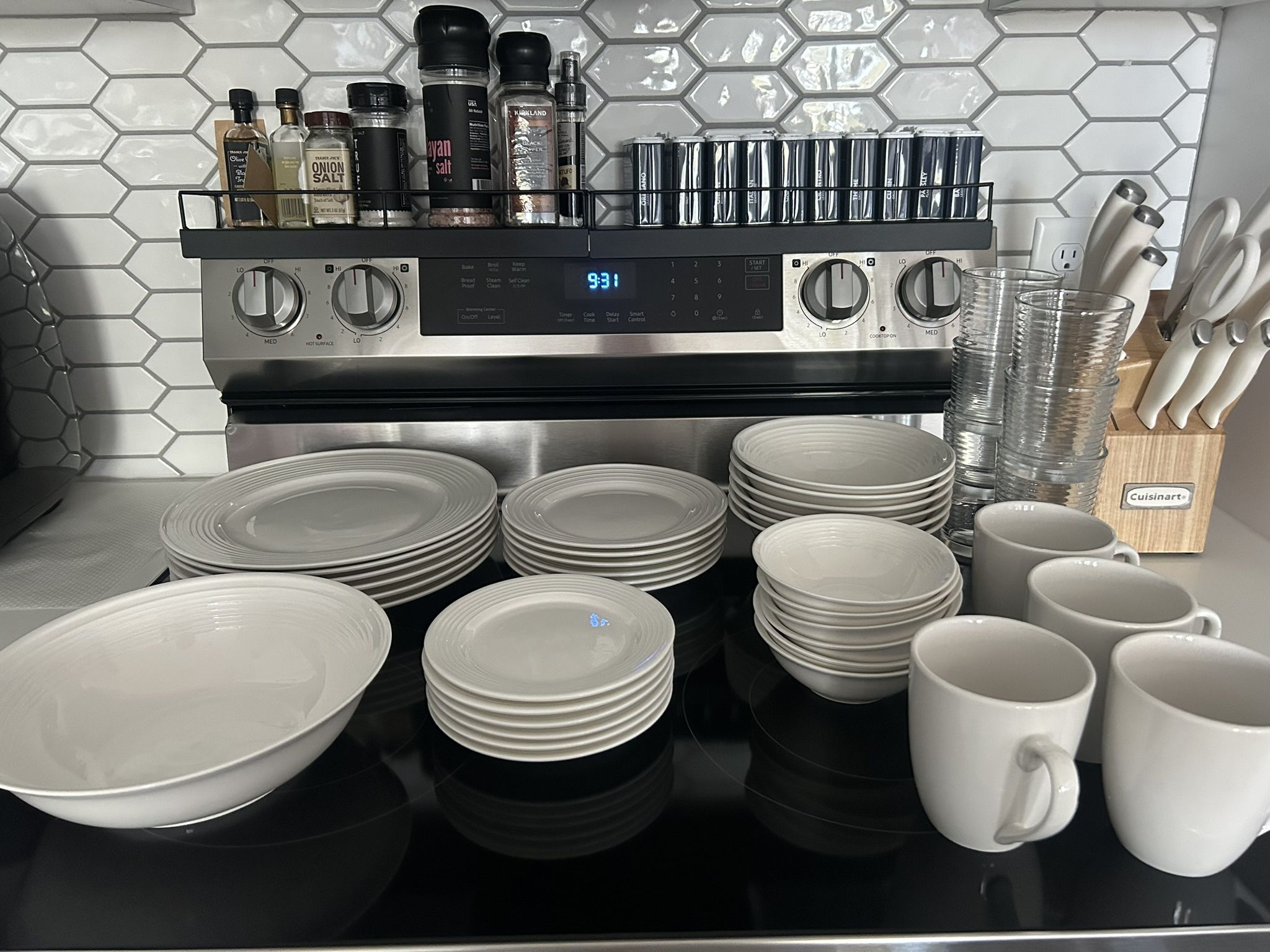 White Dinnerware Set + 4 Matching Mugs