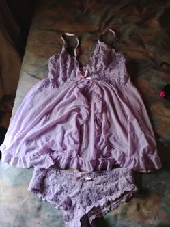 A Sexy Woman's  New Purple Two Piece Lingerie Outfit