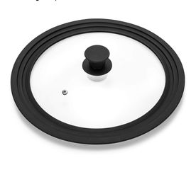 Universal Lid for Pots,Pans and Skillets - Tempered Glass with Heat Resistant Silicone Rim Fits 10.5", 11" and 12" Diameter Cookware,Black