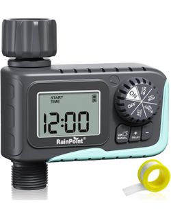 RAINPOINT Sprinkler Timer Outdoor, Water Timer for Garden Hose, Programmable Watering Irrigation Timer with Rain Delay/Manual(Plastic)
