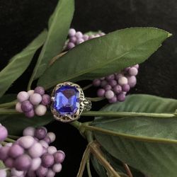 NEW Yuren Elegant Huge Natural 3.5Ct Tanzanite Color 925 Silver Sapphire Ring 