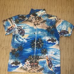 Hawaiian Raccoon Button Shirt
