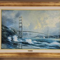 Golden Gate Bridge By Thomas Kinkade Lithograph On Canvas