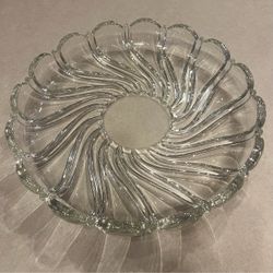 Vintage Mikasa Peppermint Clear Glass Swirl Serving Bowl