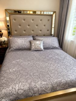 Queen size bed with mattress, footboard