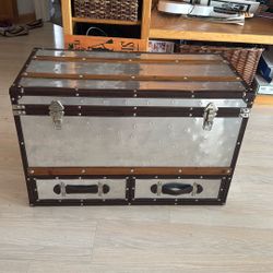 World Market- Leather, Wood & Metal Industrial Storage Trunk