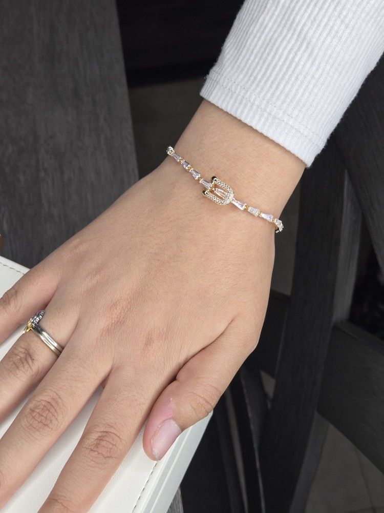 18k Gold Filled U Shape Zirconia Bracelet