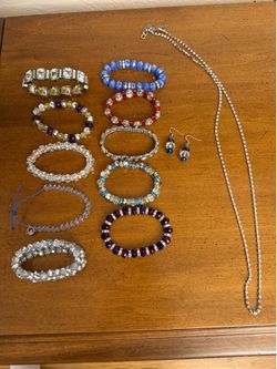 LOT Bracelet Bracelets Rhinestone Necklace Earrings ALL FOR