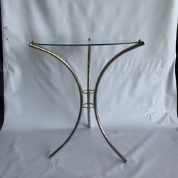 Small 17” Brass & Glass Table Plant Stand 