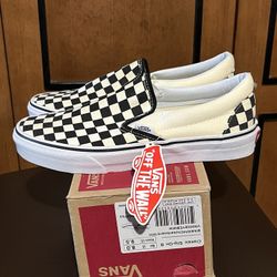 Vans Slip Ons Checkerboard Size 8 New