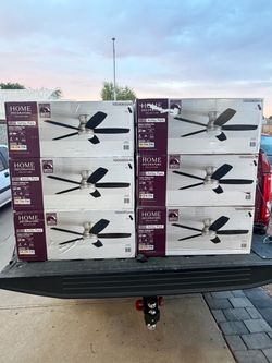 Home Decorators Collection Ashby Park 52 in. White Color Changing Integrated LED Brushed Nickel Ceiling Fan with Light Kit and Remote Control $95 EACH