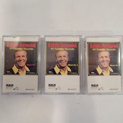 Lot of 3 Eddy Arnold Cassette Tapes ~ 40 Famous Records Albums 1, 2, & 3