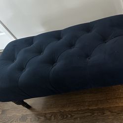 Blue Tufted Bench