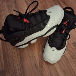 Air Jordan 6 Rings Size 6.5 Black ,White W Red 
