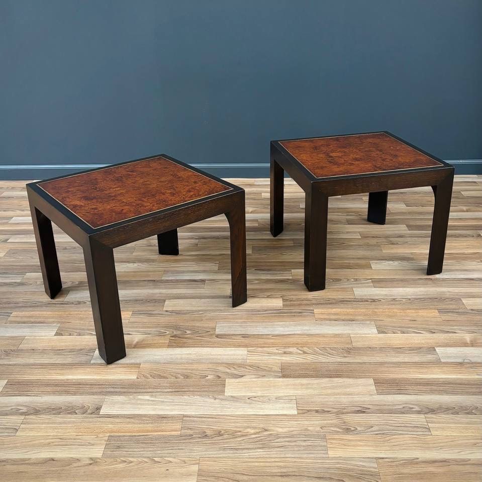 Pair of Mid-Century Modern Burl Wood Side Tables, c.1950’s