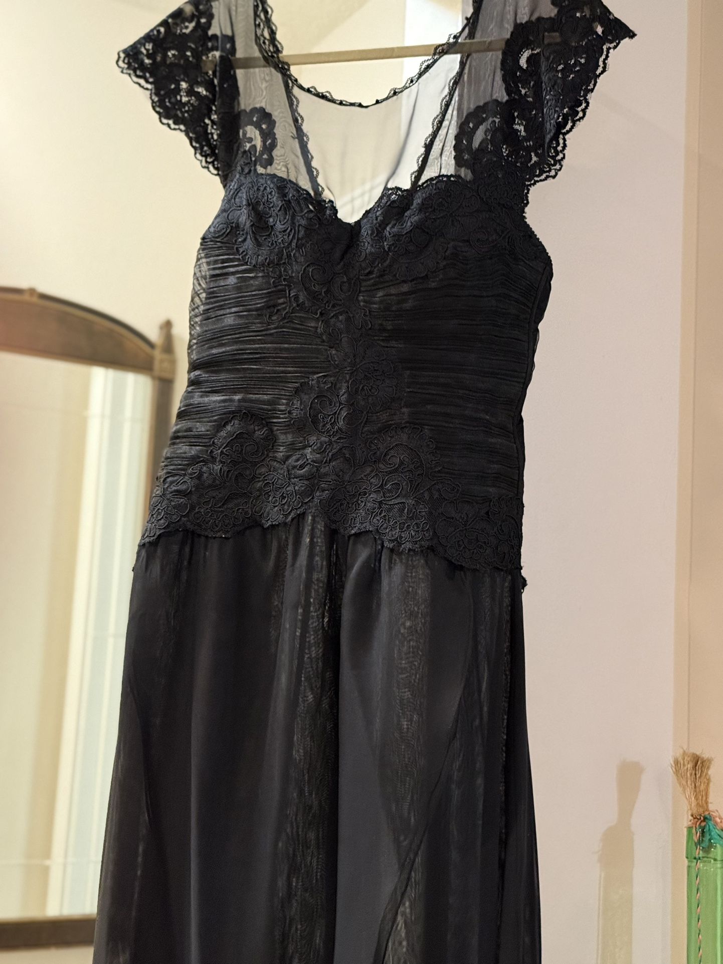 Dress, Vintage, Black Lace Top 