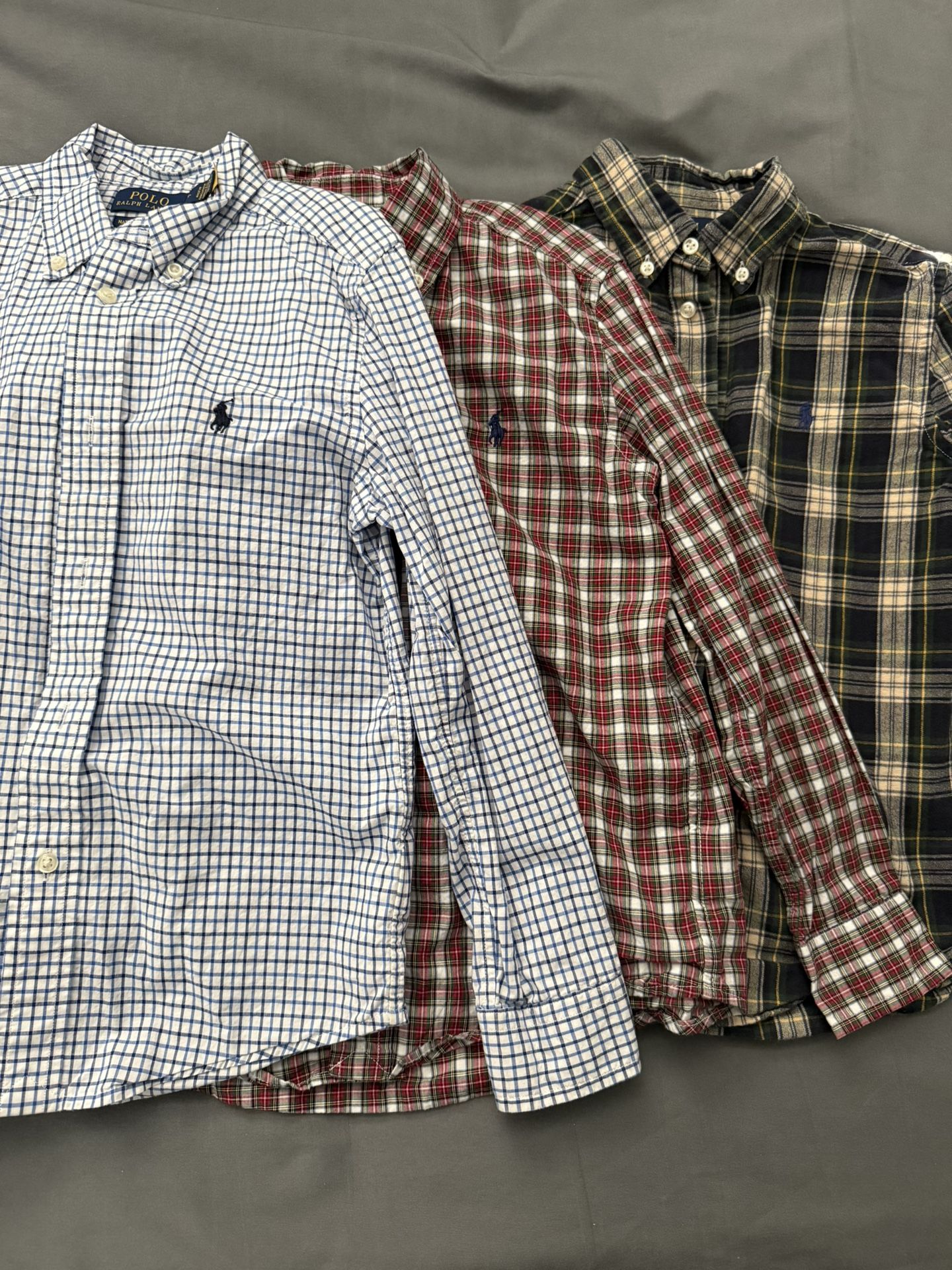 Boys Polo By Ralph Lauren Button Up Shirts, Size 7, Set Of 3