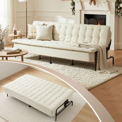 Homy Casa JAKO 77" Beige Convertible 3-Seater Sofa Bed for Living Room & Guest Room Open Box
