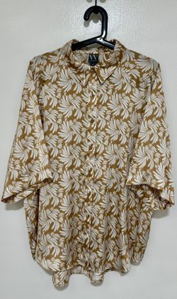 Worthington - Tan & White Floral Blouse Oversized (PXL)