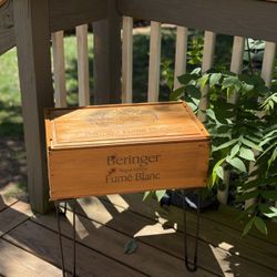 Beringer Fume Blanc Wooden Wine Box Accent Table w/ Storage