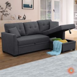 Sleeper Sofa Bed Sectional Couch With Reversible Storage Chaise