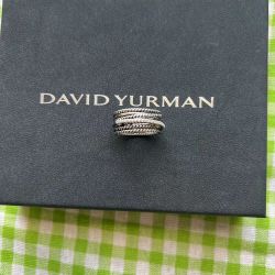 David Yurman Crossover Ring Sterling Silver with Diamonds 12mm