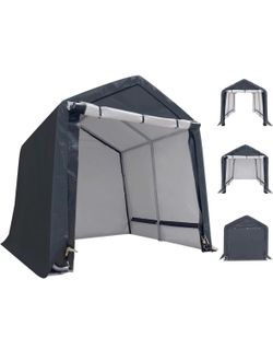 ASTEROUTDOOR 8x8 ft Outdoor Storage Shelter with Rollup Zipper Door Portable Garage Kit Tent Waterproof and UV Resistant Carport Shed for Bicycle, Mot